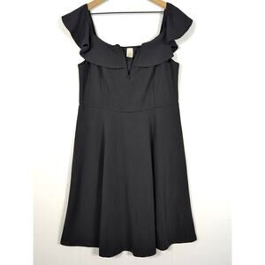 Bluebell Women’s 2XL Black A-Line Dress – Off Shoulder Ruffle Gothic Witchy Fair